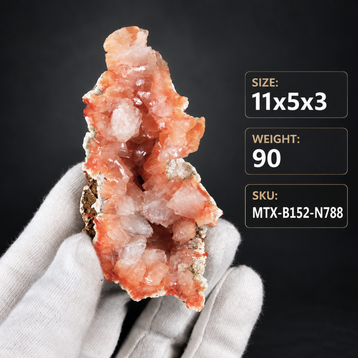 Natural Orange Stilbite Crystal Cluster on Matrix – 90 g