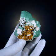 Green Apophyllite on Stilbite Collectible Indian Mineral Specimen 200g