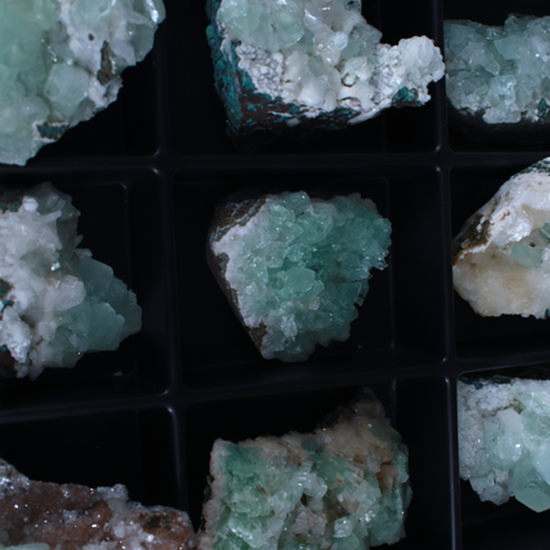 Natural Green Apophyllite Crystal Lot – 18 Pieces from India