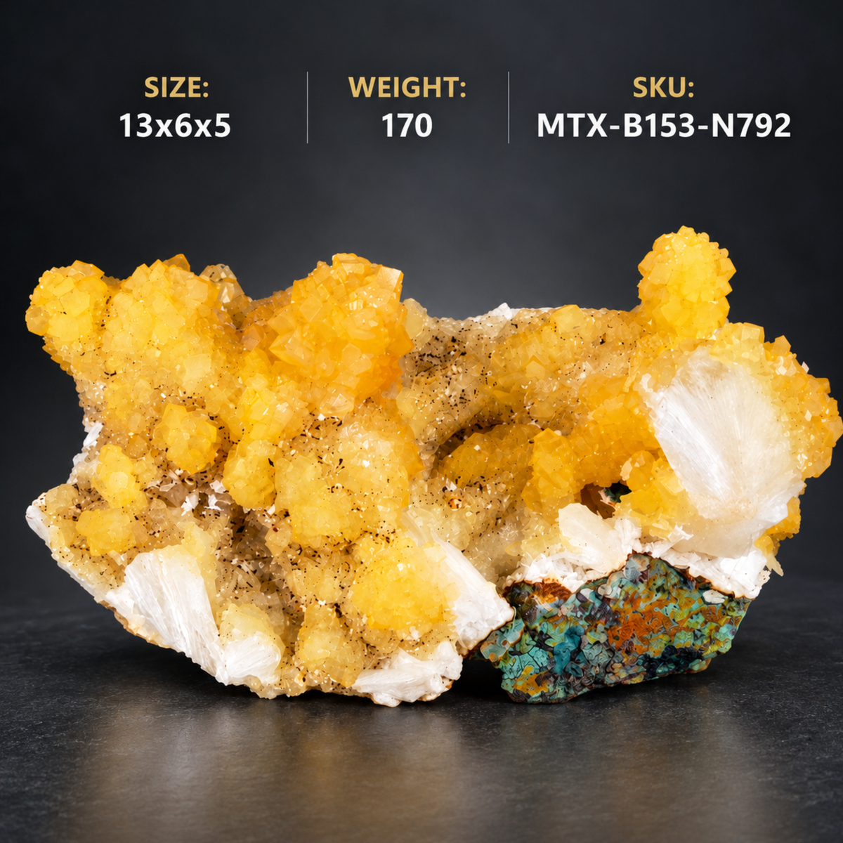 Natural Yellow Calcite with White Stilbite Crystal Cluster – 170 g