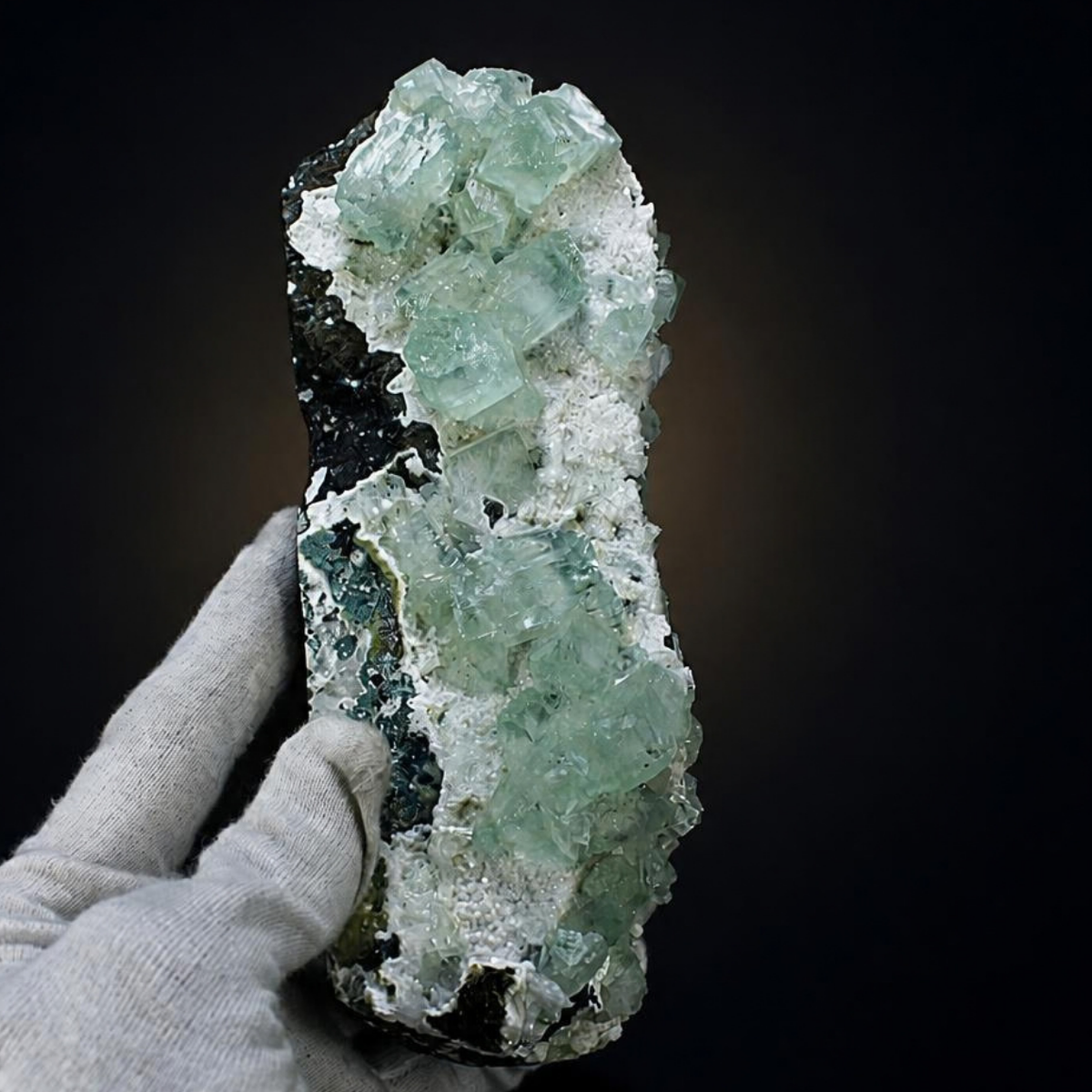 Natural Green Apophyllite with Heulandite Crystal Specimen – India