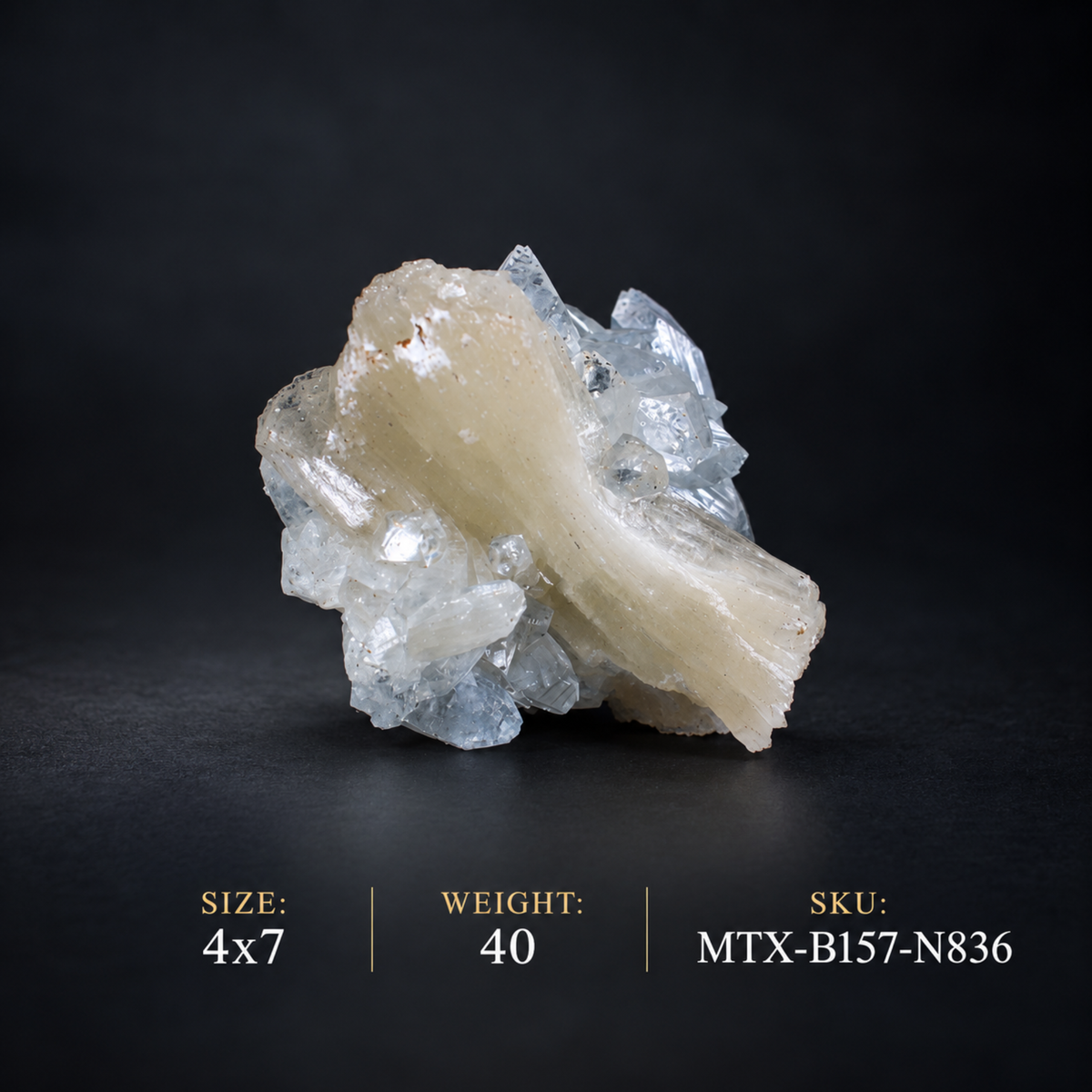 Natural Stilbite with Apophyllite Crystal Cluster – 40 g