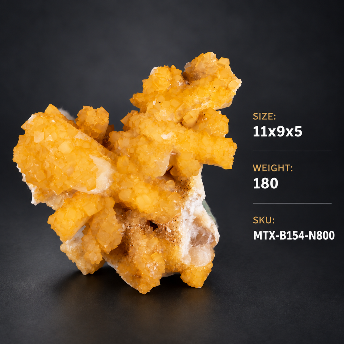 Natural Orange Calcite with White Stilbite Crystal Cluster – 180 g
