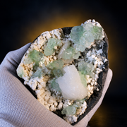 Natural Green Apophyllite with Mordenite Heulandite Crystal Specimen – India