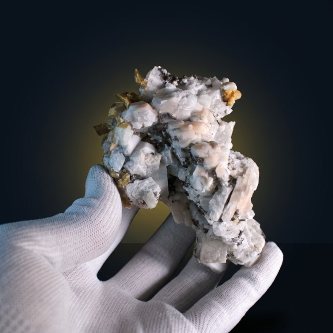 Apatite and Pyrite and Tourmaline specimen — India, 200 g.