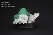 Green Double-Terminated Prismatic Apophyllite on Dark Rock Matrix · 140 g · 9 × 6 × 6 cm · Pune, Maharashtra, India