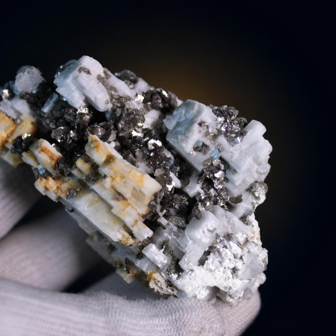 Apatite and Pyrite and Tourmaline specimen — India, 130 g.