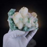Natural Green Apophyllite & Stilbite Crystal – Mineral Specimen from Matrix | 495 gm | 14 × 8 × 9 cm