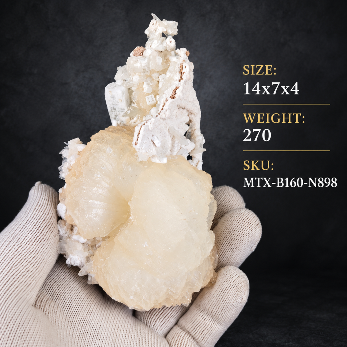 Natural Stilbite with Heulandite Crystal Cluster – 270 g