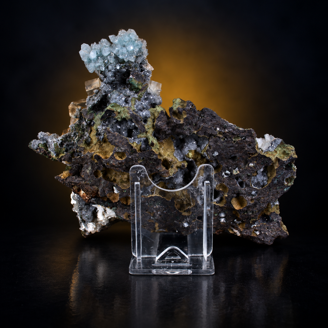 Calcite on Dark Matrix Rock – Natural Crystal Mineral Specimen