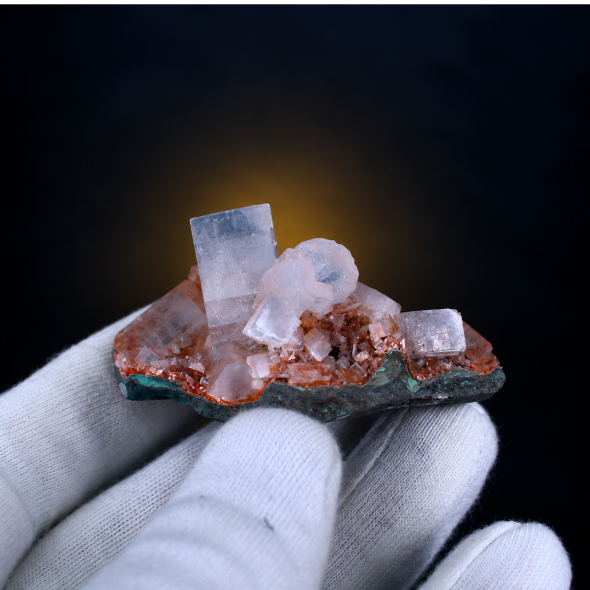 Apophyllite Crystals with Stilbite on Reddish Matrix | 7×4×4 cm | 50g