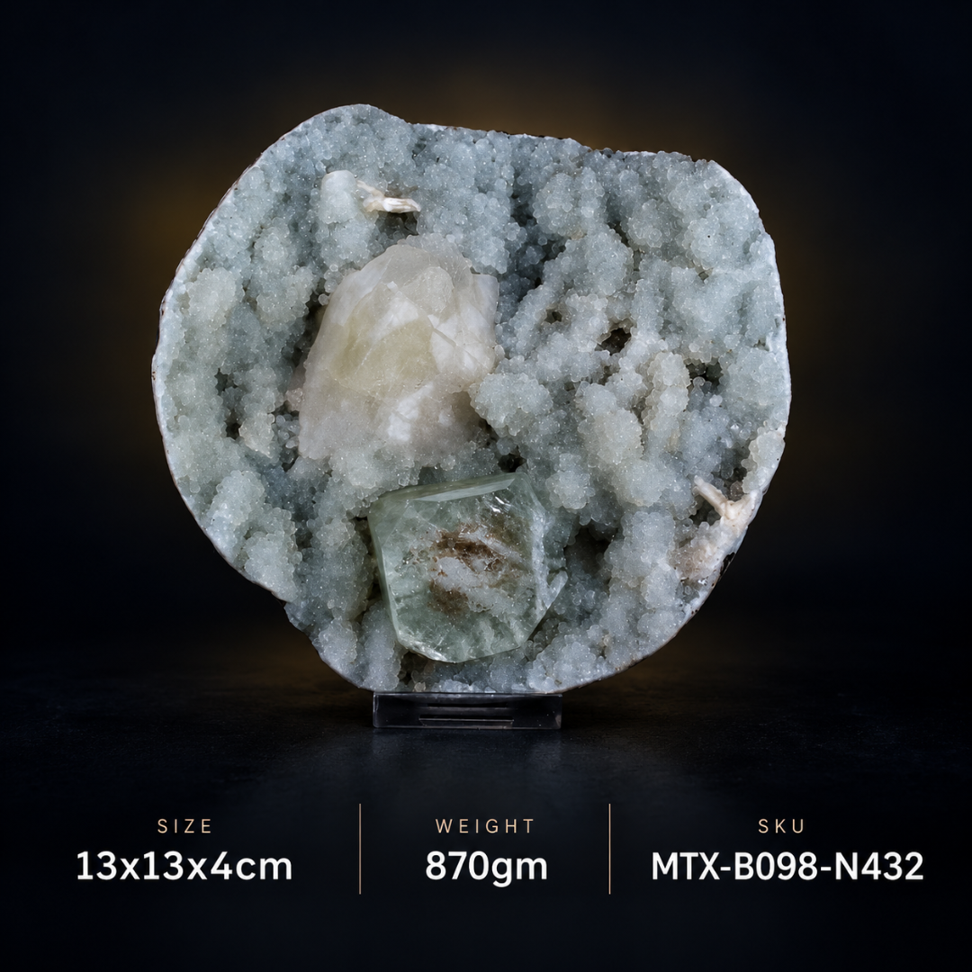 Natural Blue Druzy Matrix with Calcite & Apophyllite