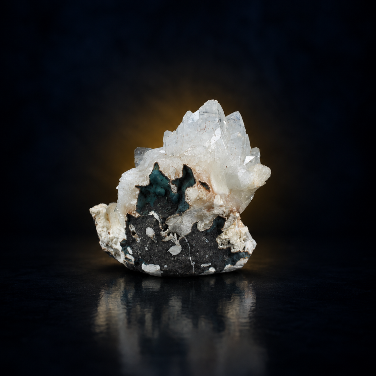 Natural White Apophyllite with Stilbite on Basalt Matrix – 260 g