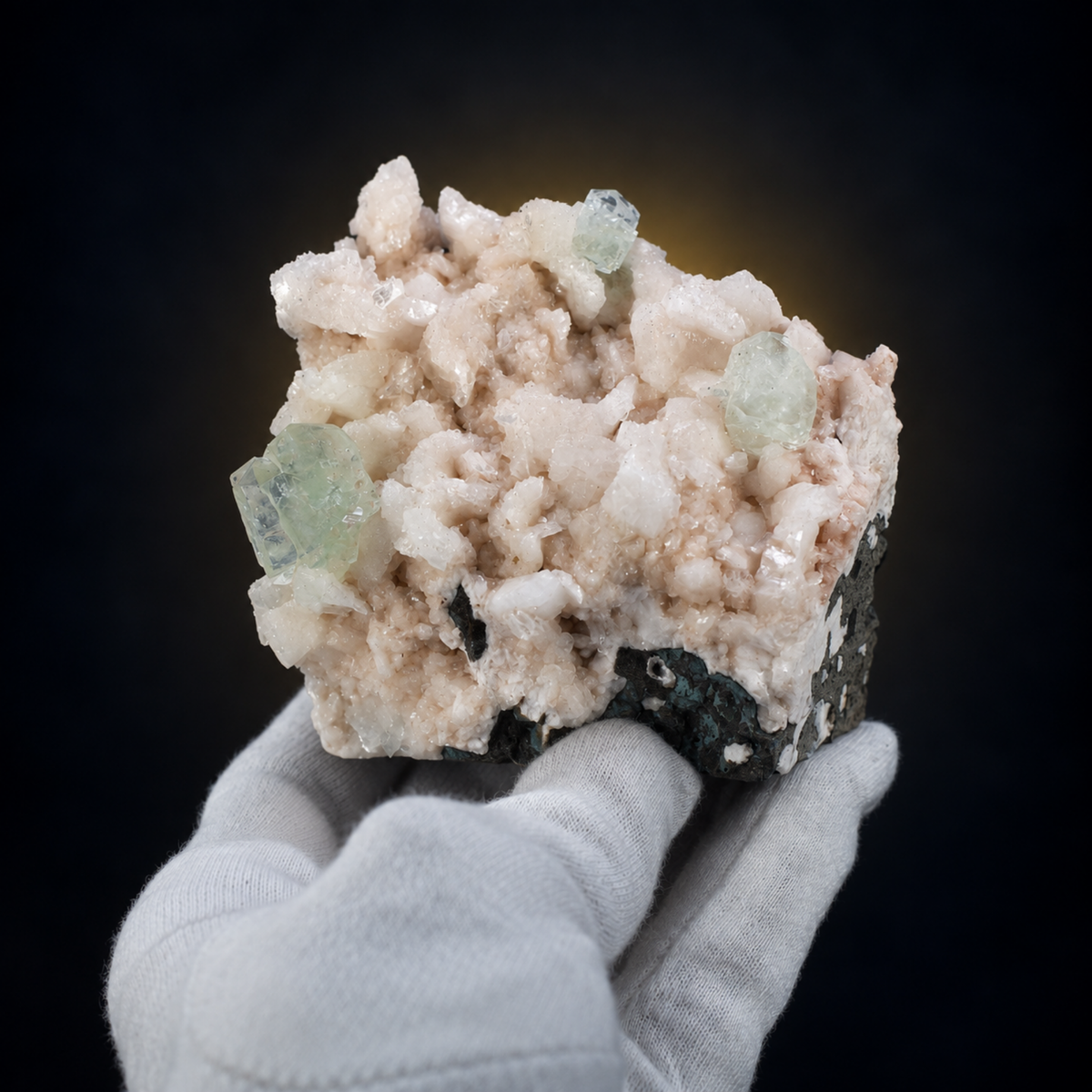 Green Apophyllite with Stilbite & Heulandite Crystal Specimen 8×6×4 cm | 330g