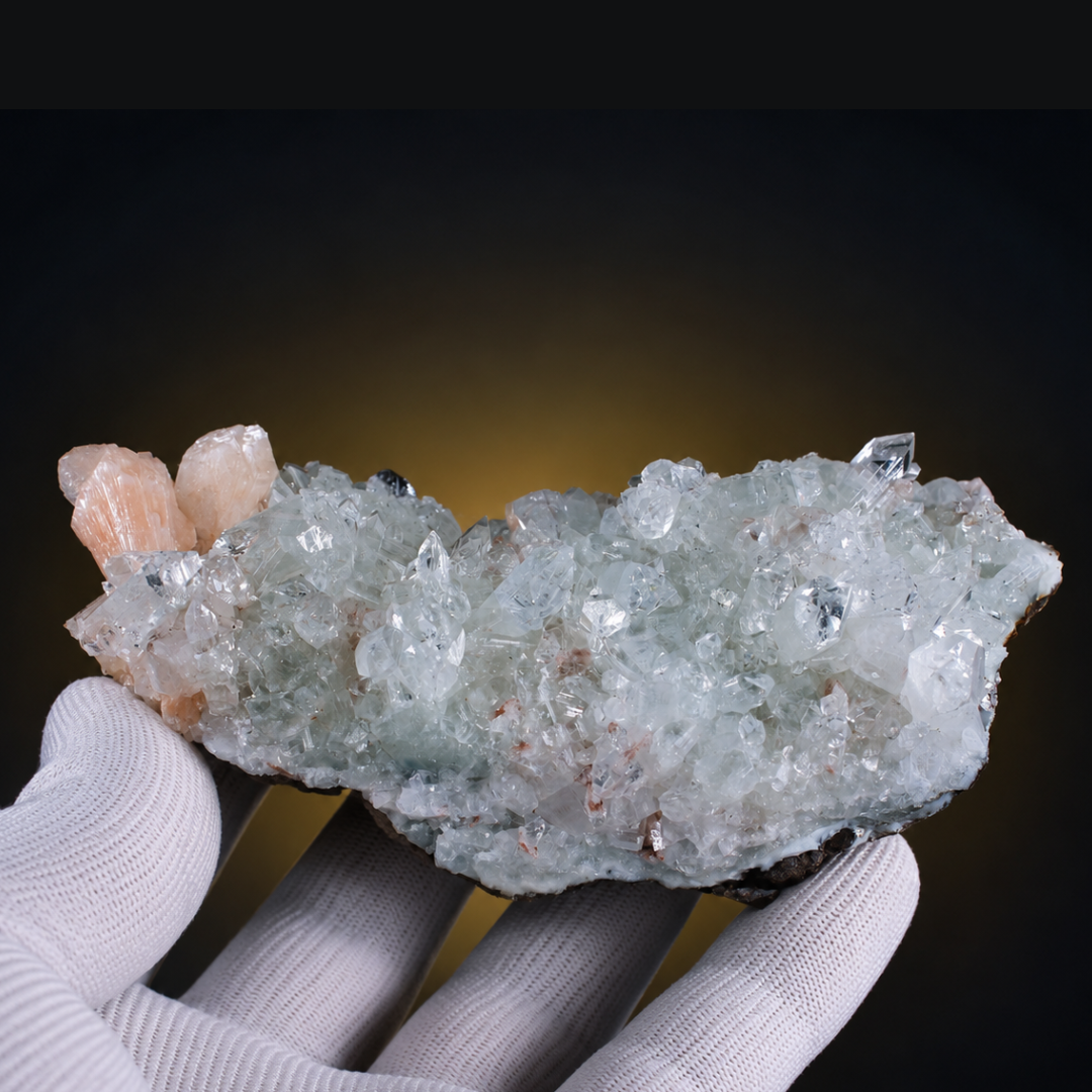 Natural Apophyllite with Heulandite Crystal Specimen – India