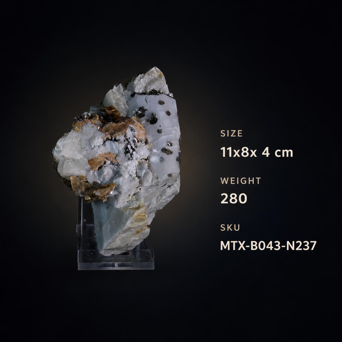 Apatite and Pyrite and Tourmaline specimen — India, 280 g.