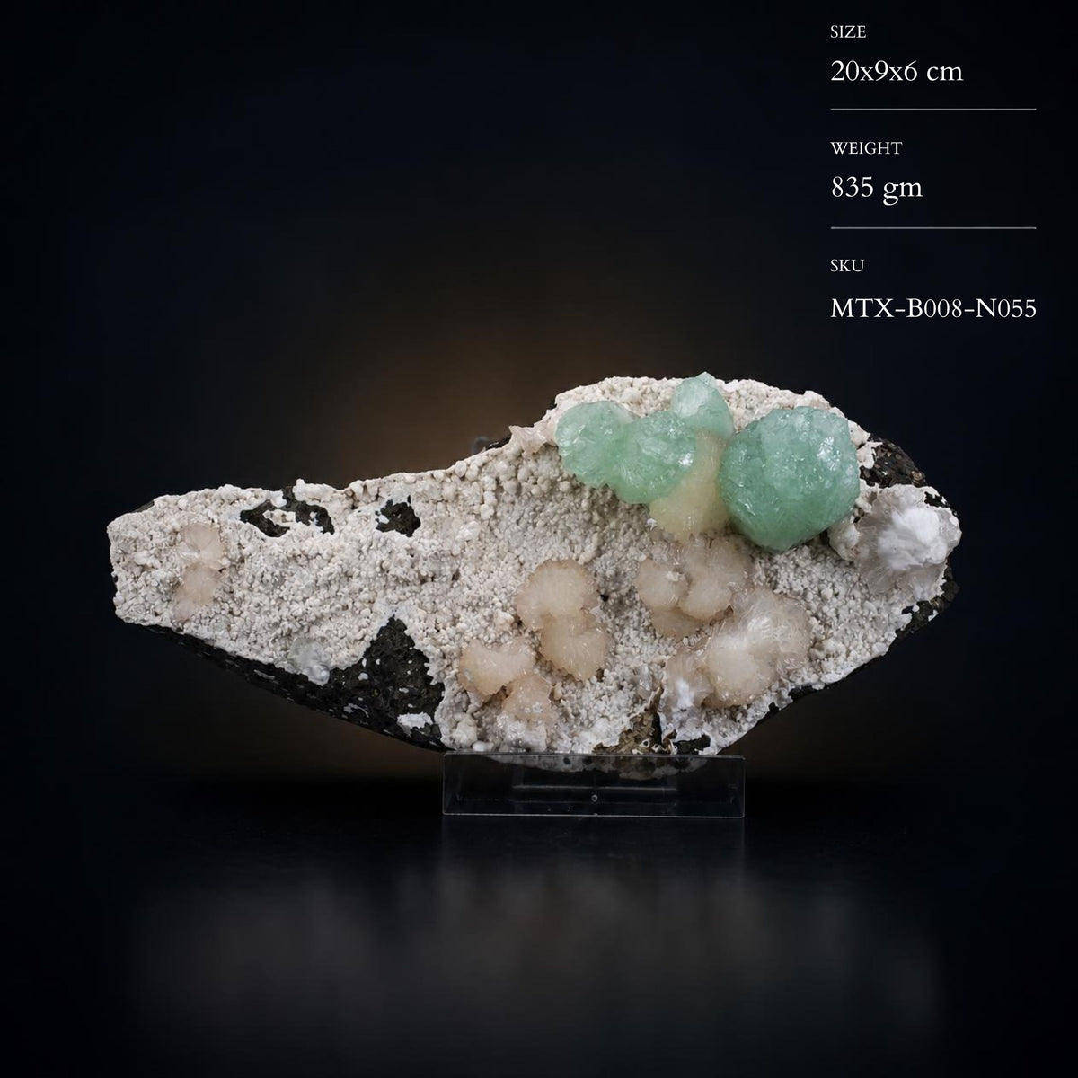 Natural Green Apophyllite with Stilbite Crystal Specimen – 835 gm | 20 × 9 × 6 cm