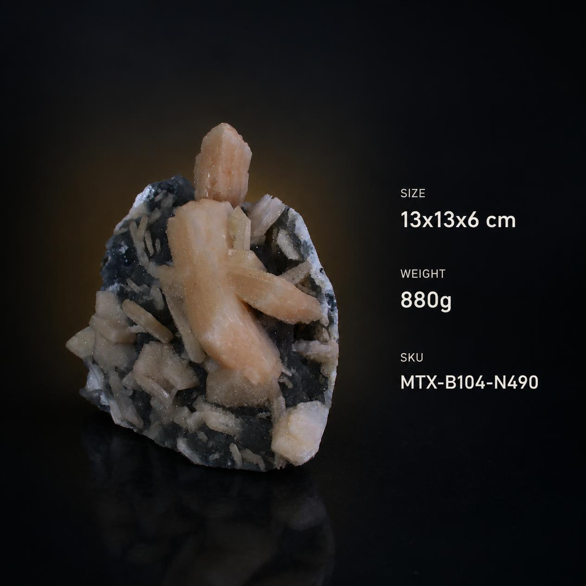 Stilbite Crystals on Dark Matrix – Natural Mineral Specimen