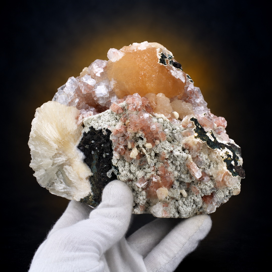 Natural Heulandite &amp; Stilbite Crystals on Chalcedony – 1500g