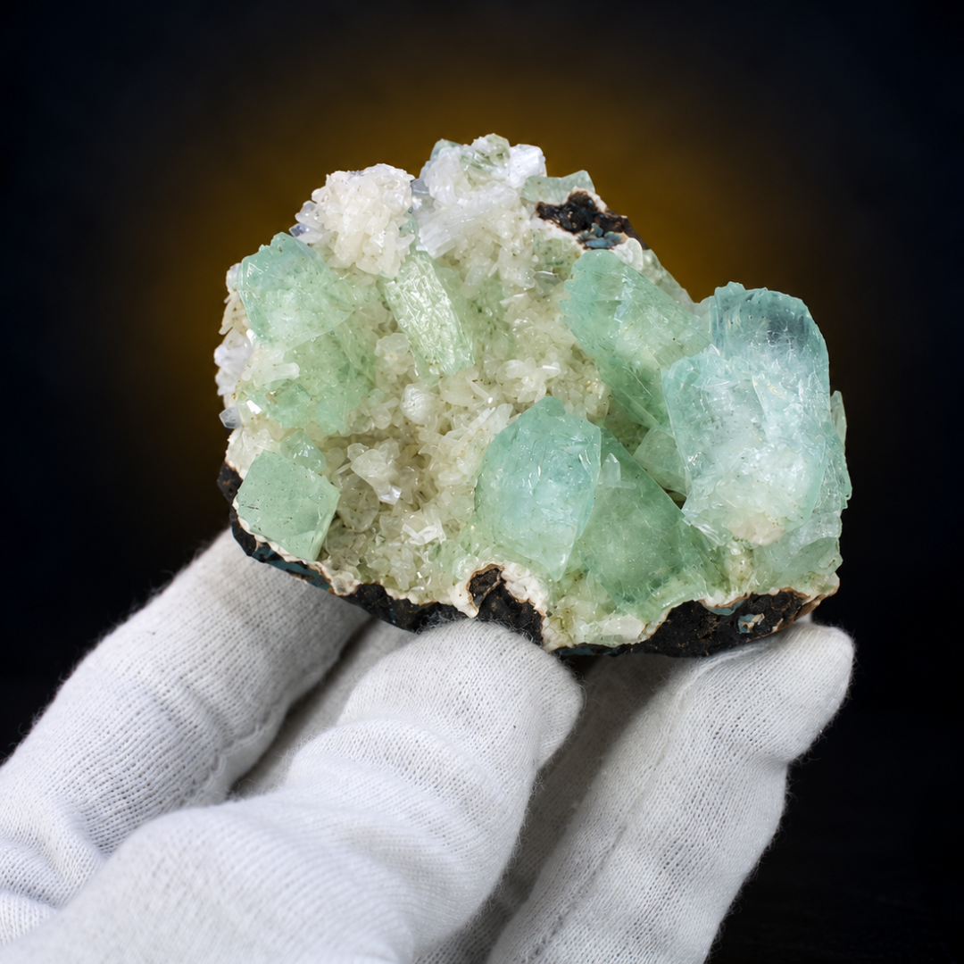 Natural Green Apophyllite with Stilbite Mineral Specimen – 130g