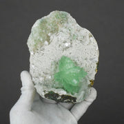 Green Apophyllite with Mordenite on White Granular Matrix | 540 g | 15 × 11 × 7 cm