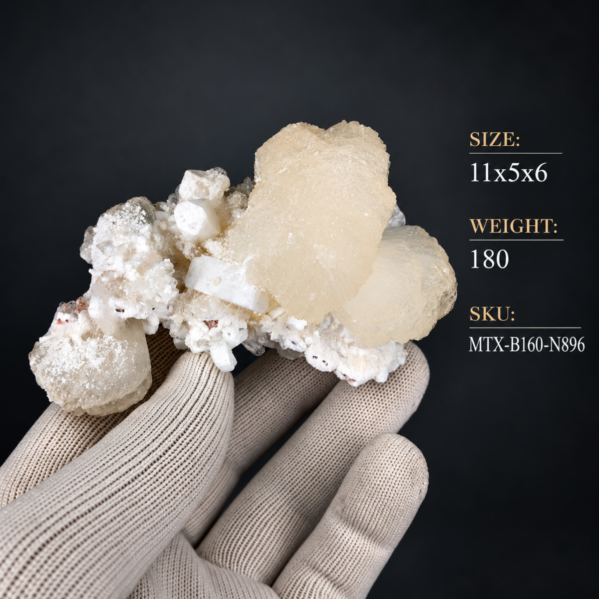 Natural Stilbite with Heulandite Crystal Cluster – 180 g