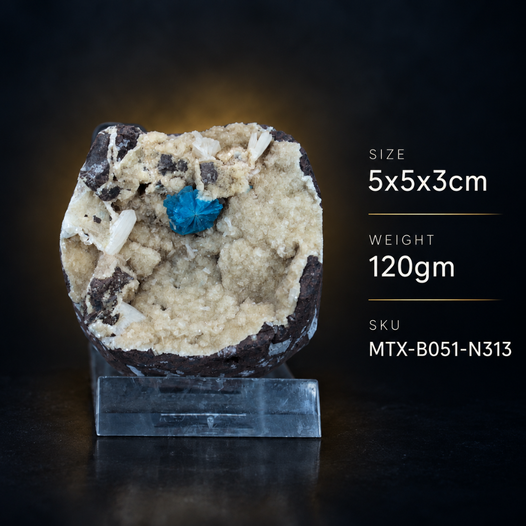 Natural Cavansite Crystal Matrix – Mineral Specimen from India