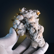 Natural Fluorescent Transparent Apatite with Pyrite &amp; Black Tourmaline on Matrix