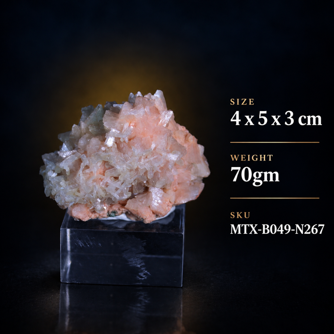 Natural Orange Stilbite Crystal with Heulandite – Mineral Specimen from India