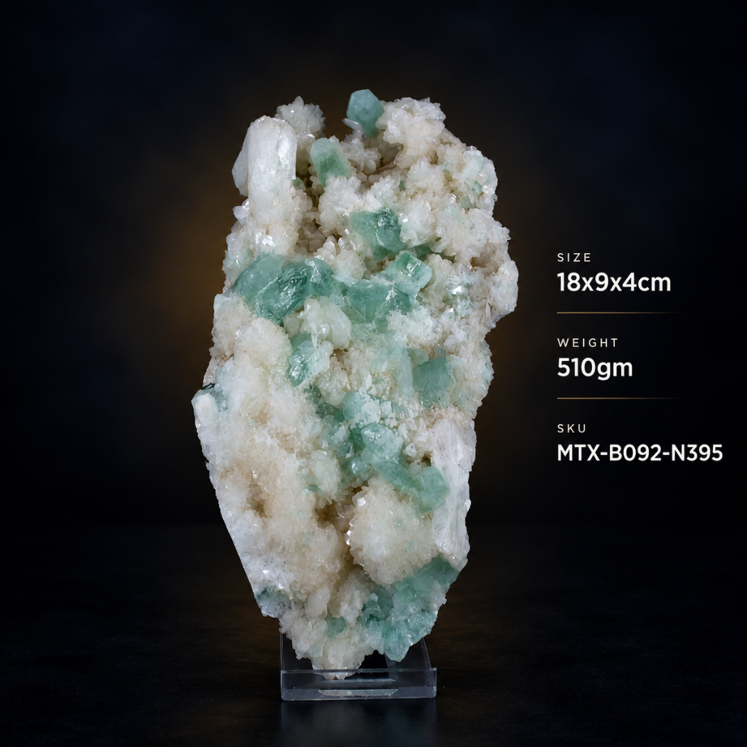 Natural Green Apophyllite with Heulandite Matrix