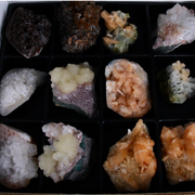 Mixed Apophyllite, Stilbite, Heulandite, Calcite &amp; Quartz Chalcedony Crystal Lot – 18 Pieces