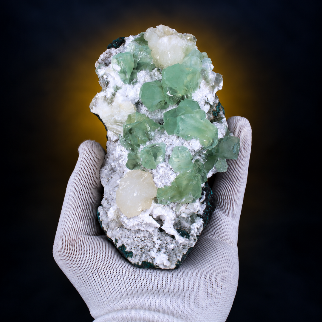 Green Apophyllite on White Matrix – Natural Mineral Specimen