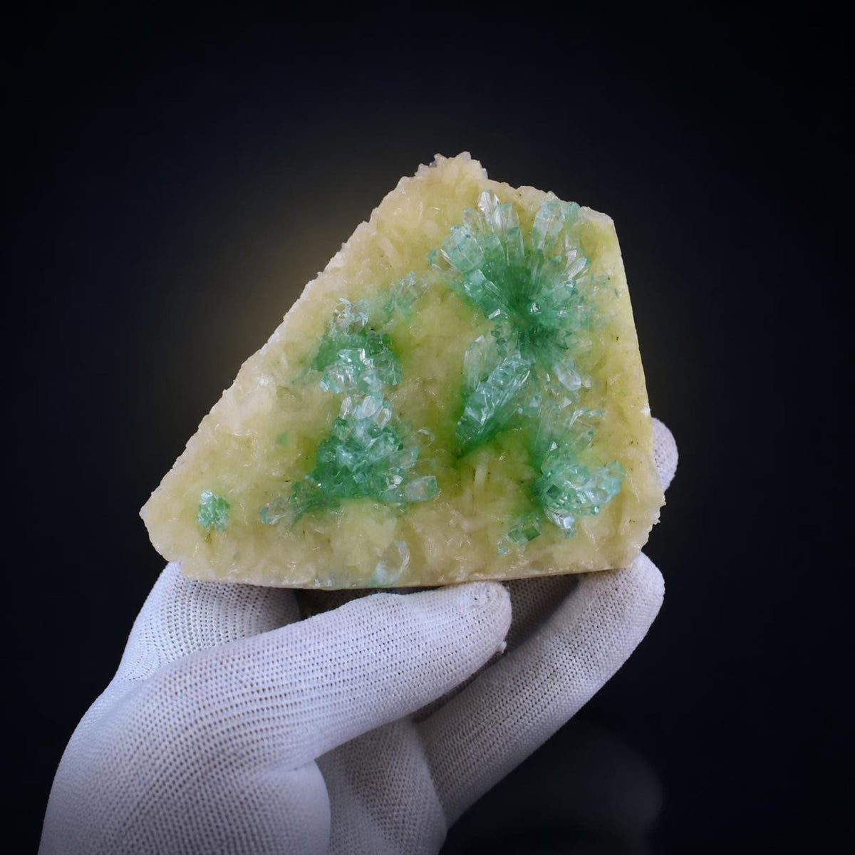 Natural Green Apophyllite with Stilbite Crystal Matrix Mineral Specimen from India 190 gm 11 × 10 × 2 cm
