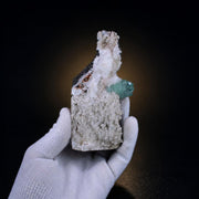 Natural Green Apophyllite with White Stilbite Mineral Specimen 14 × 6 × 5 cm 290 g