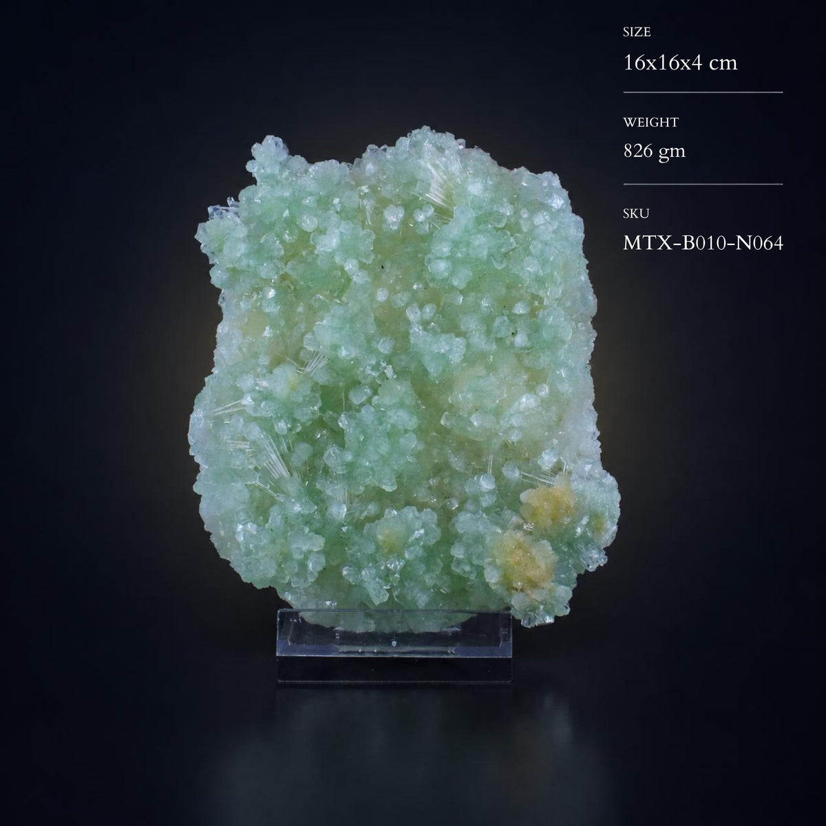 Natural Green Apophyllite Crystal Matrix Mineral Specimen from India | 826 gm | 16 × 16 × 4 cm