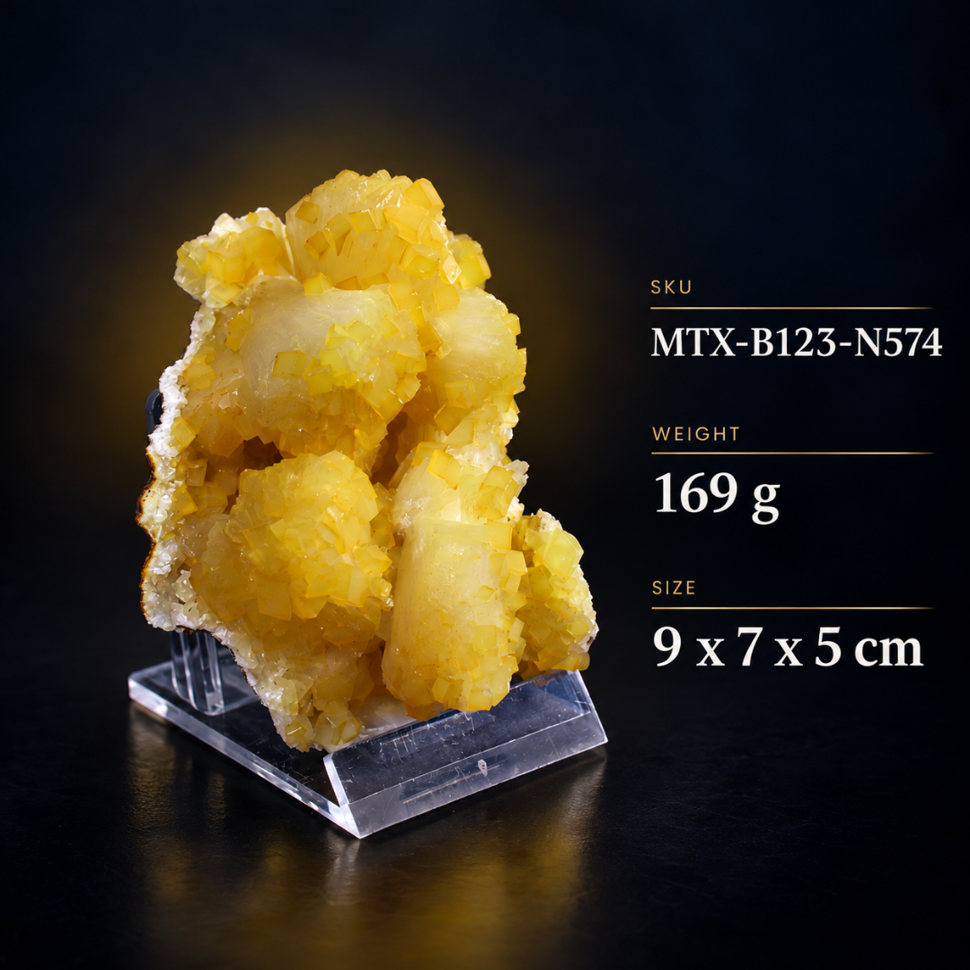 Natural Yellow Heulandite Stone Crystal Specimen – 169g