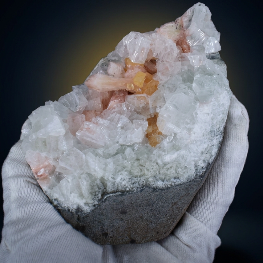 Natural Apophyllite with Heulandite &amp; Calcite Matrix