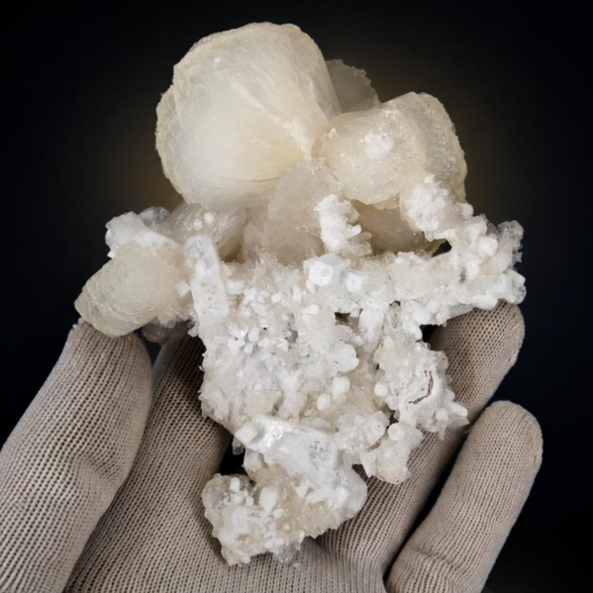 Natural Stilbite with Heulandite Crystal Cluster – 340 g