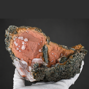 Natural Pink/Peach Heulandite with Calcite & Botryoidal Chalcedony Matrix