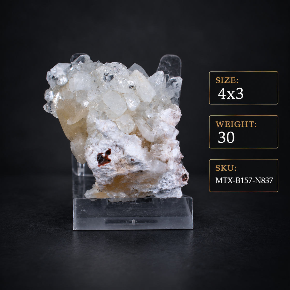 Natural Stilbite with Apophyllite Crystal Cluster – 30 g