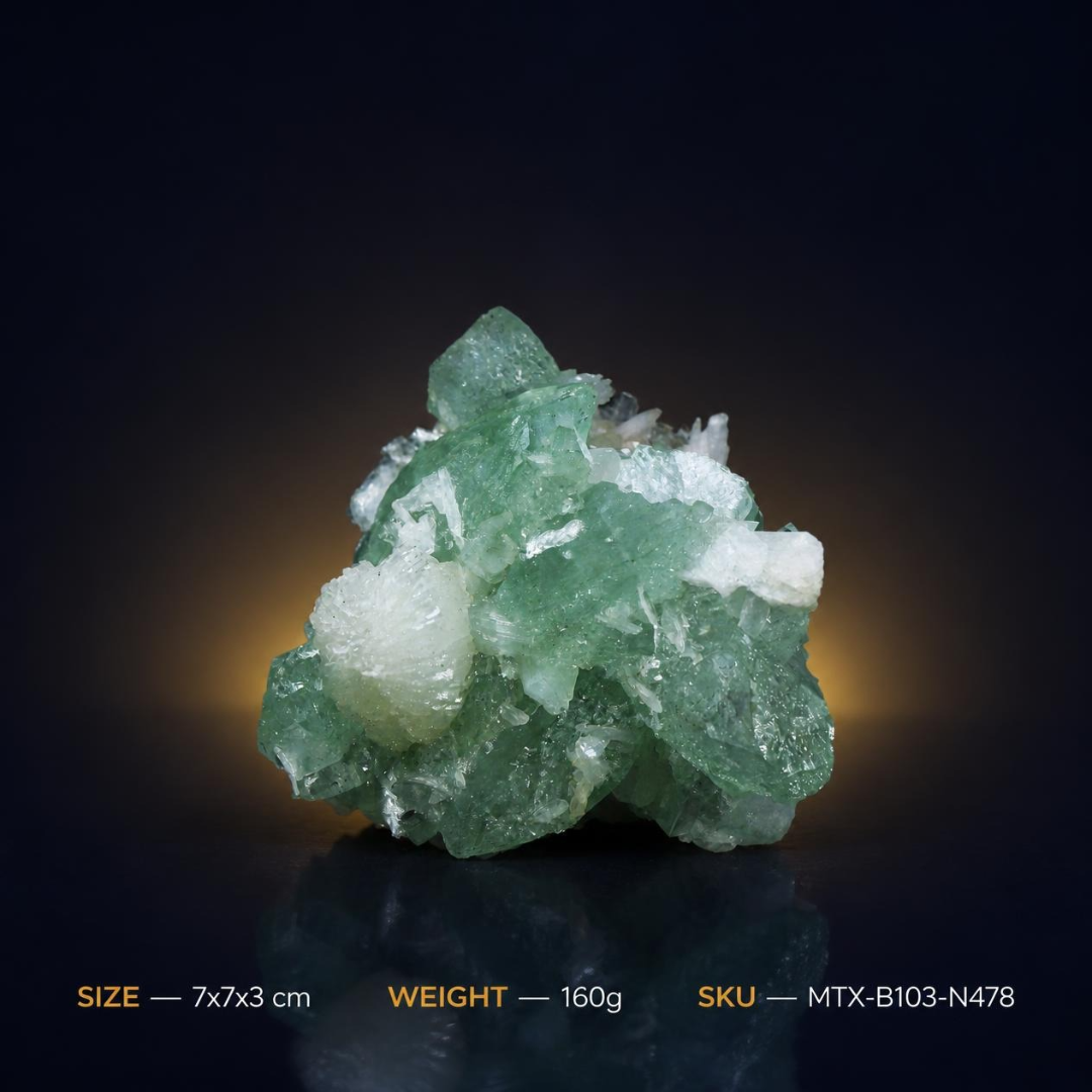 Apophyllite on White Crystalline Matrix · 160 g · 7 × 7 × 3 cm