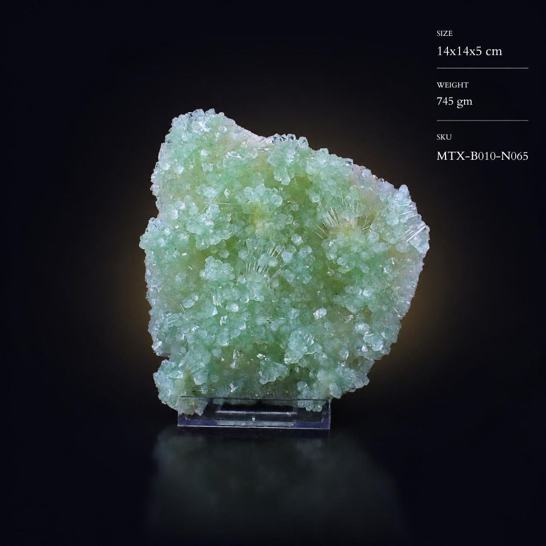 Natural Green Apophyllite Crystal Matrix Mineral Specimen from India 745 gm 14 × 14 × 4 cm