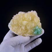 Natural Green Apophyllite with Stilbite Crystal Matrix Mineral Specimen from India 260 gm 10 × 8 × 2 cm