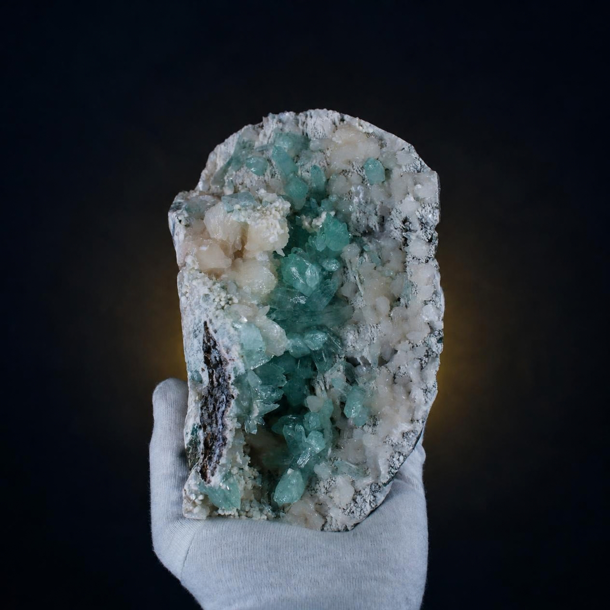 Natural Green Apophyllite, Stilbite with Heulandite Crystal Specimen – India