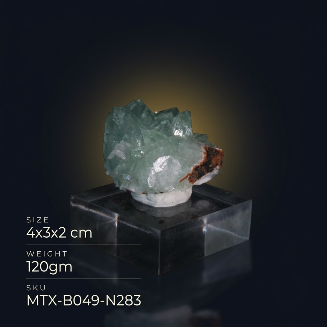 Natural Green Apophyllite Crystal Matrix – Mineral Specimen from India