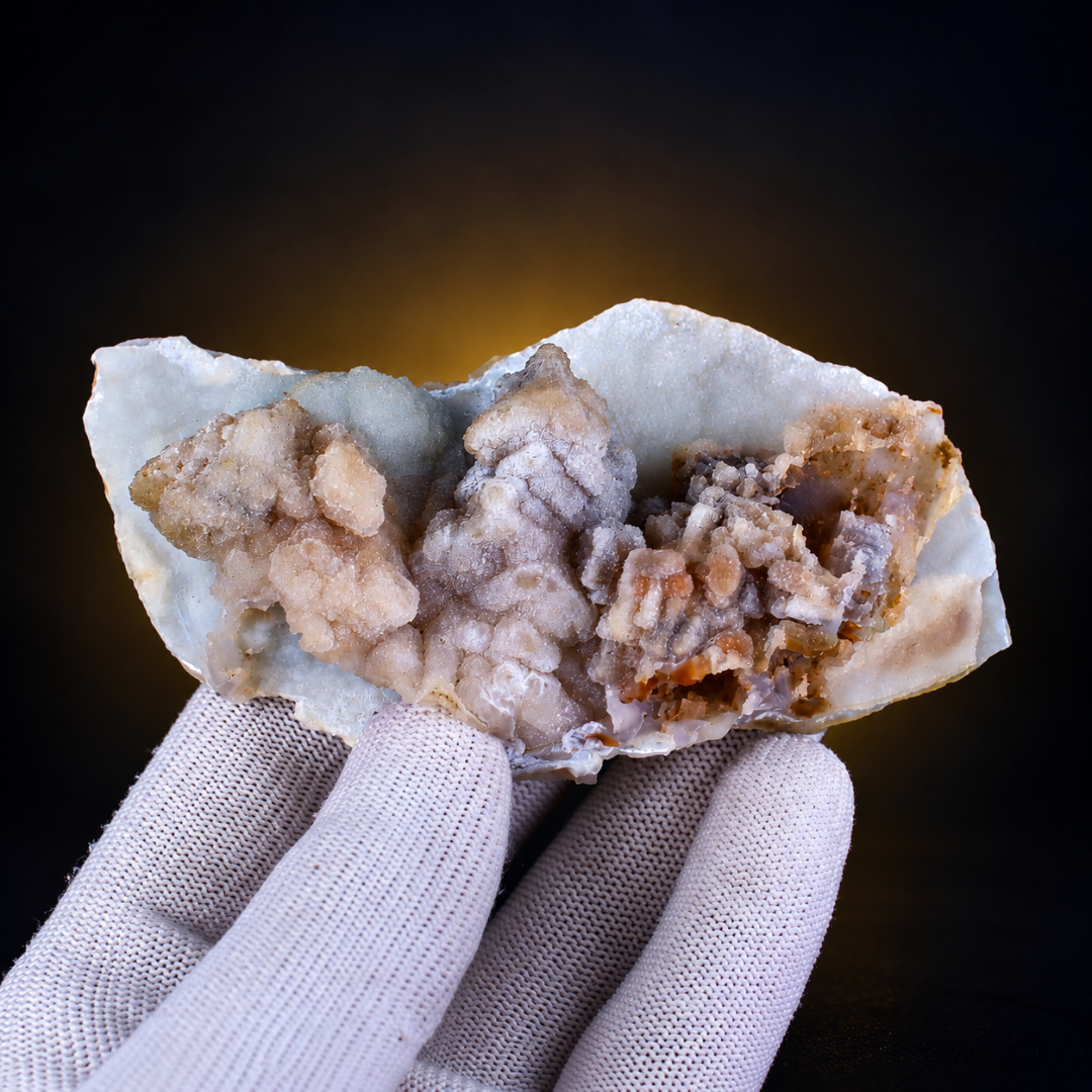Natural Chalcedony with Calcite Mineral Specimen – India