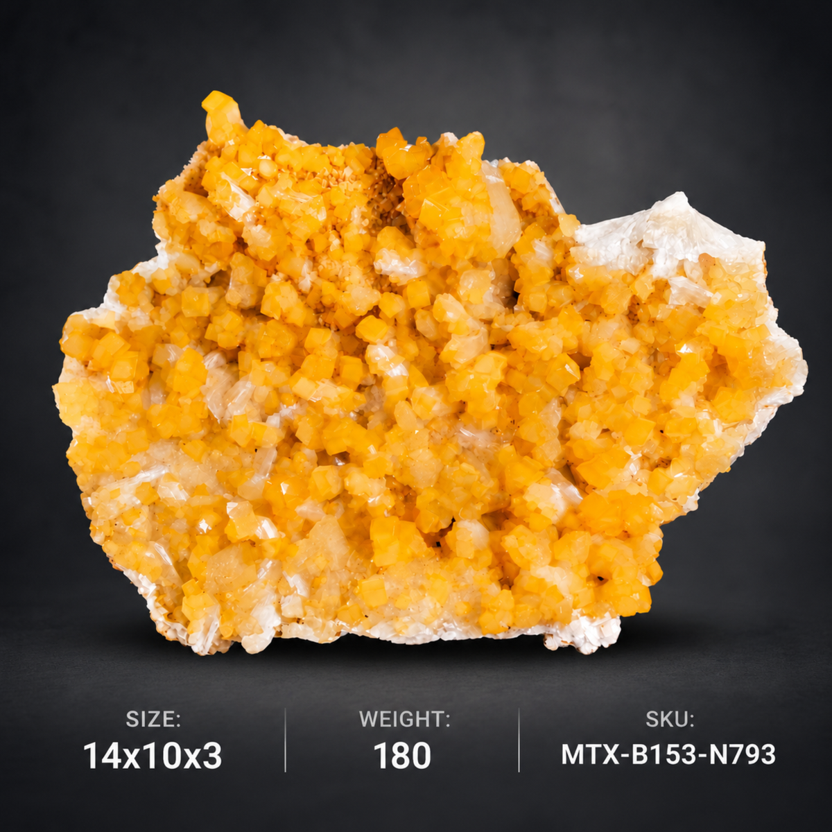 Natural Orange Calcite with  Stilbite Crystal Cluster 180 g