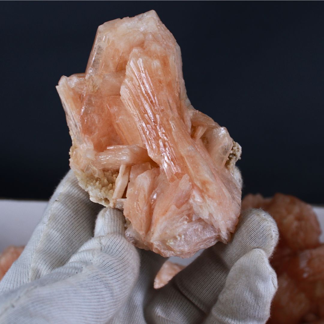 Natural Orange Stilbite with Heulandite Crystal Lot – 11 PCS – Mineral Specimens from India