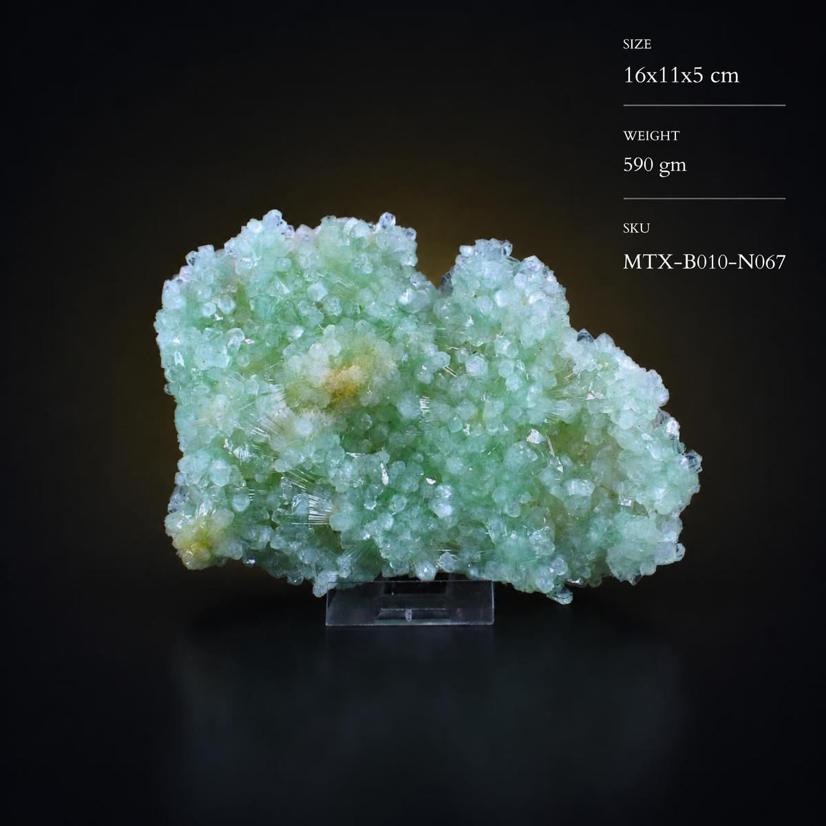 Natural Green Apophyllite Crystal Matrix Mineral Specimen from India 590 gm 16 × 11 × 5 cm