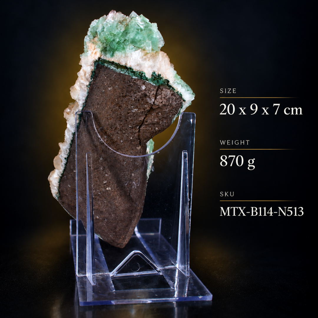 Green Apophyllite with Stilbite – Natural Mineral Specimen